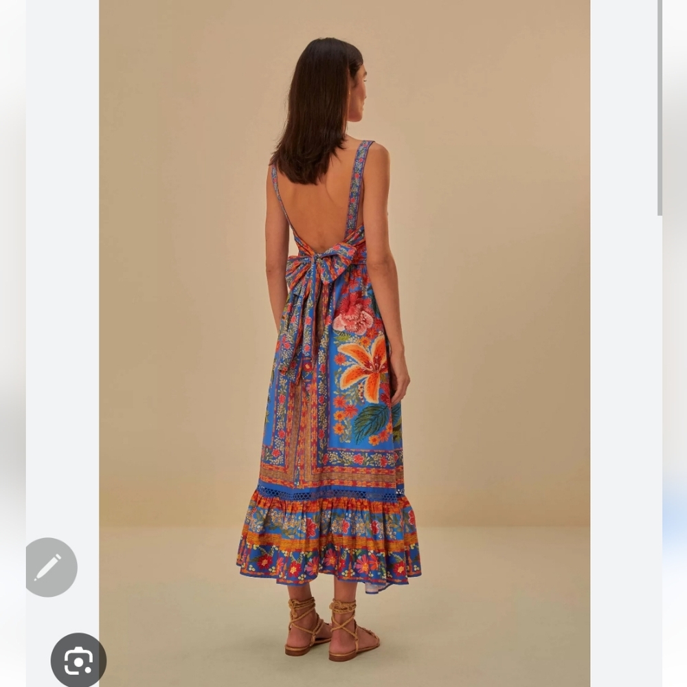 FARM Rio Blue Floral Maxi Dress